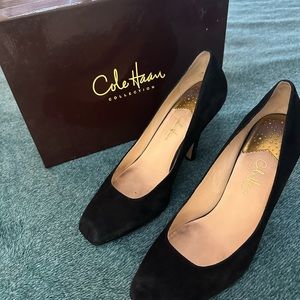 Cole Haan black suede Carma  Air Pumps. Made with Reebok sneaker technology.